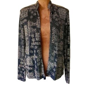 Vintage MSK Cardigan Stretch Size M Black Gold Glitter 90s Dressy Lightweight‎